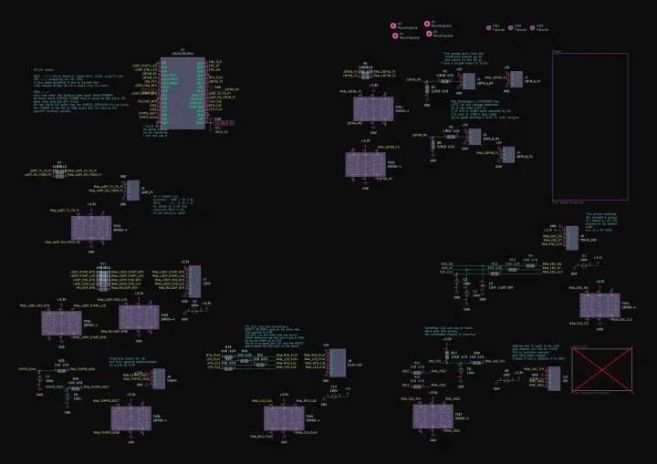 The midi_s3_mini schematic, with handwritten notes in its margins.
